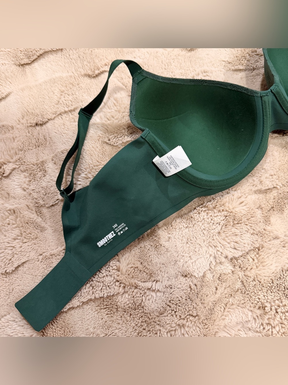 Aeria Smothiez Lace Full Coverage Lightly Lined Bra 34D Green Everyday Comfort - Picture 4 of 10